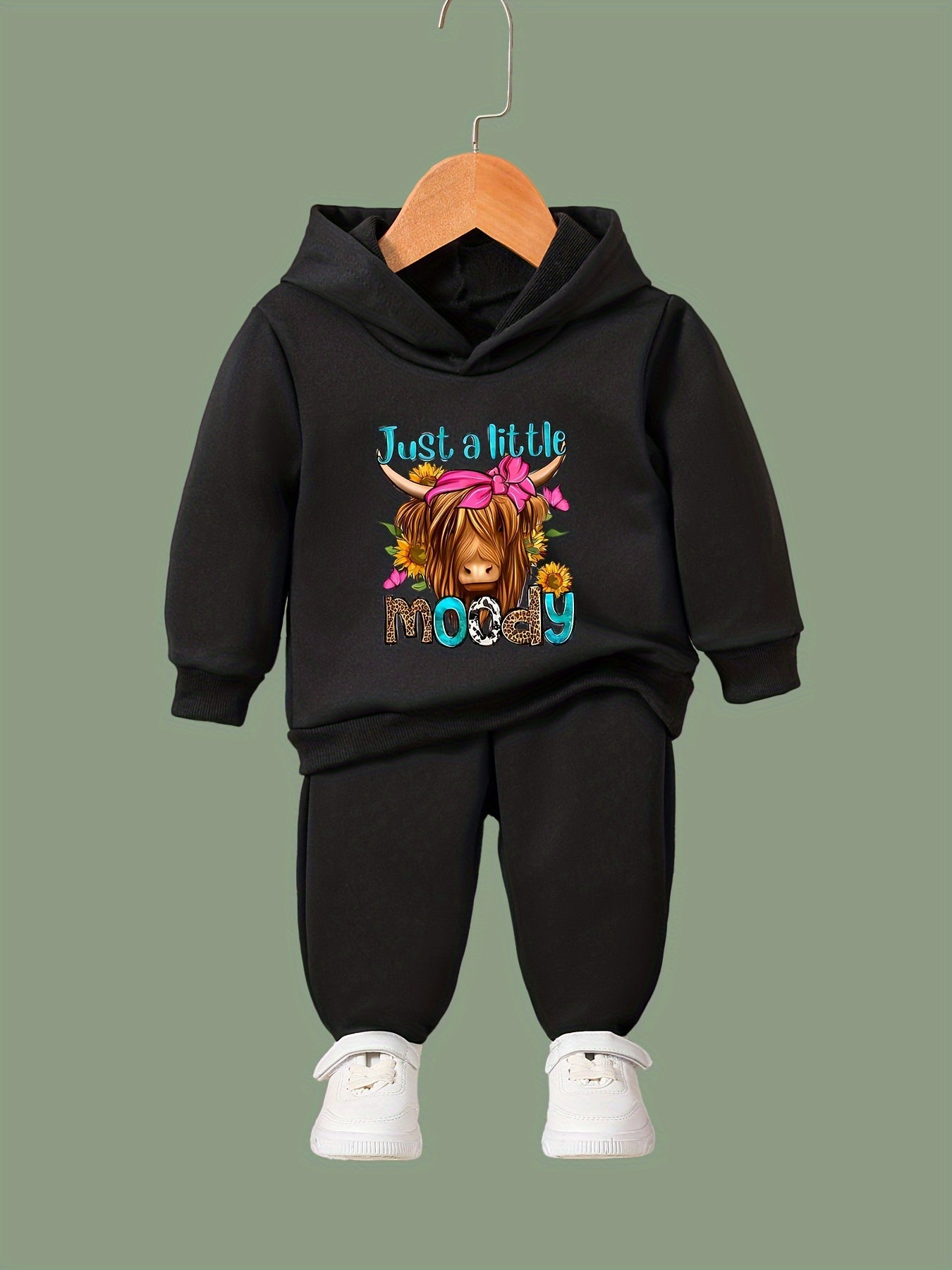 Moody Pattern Long Sleeve Hooded Sweatshirt Girls Comfy Hoodies