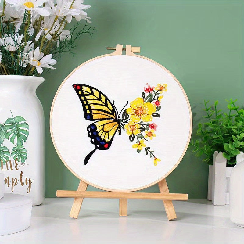 Butterfly & Flowers Embroidery Kit DIY Cross Stitch Wall Decoration