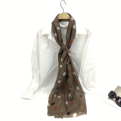 Polka Dot Print Scarf Warm Shawl Women Frayed Edge Head Wrap