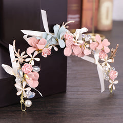 Lustrous Petals Crystal & Faux Pearl Bridal Headband Wedding Hair Accessory