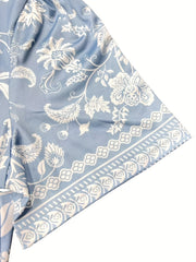  Vacay Blouse Women's Plus Floral Print Button Up Blouse