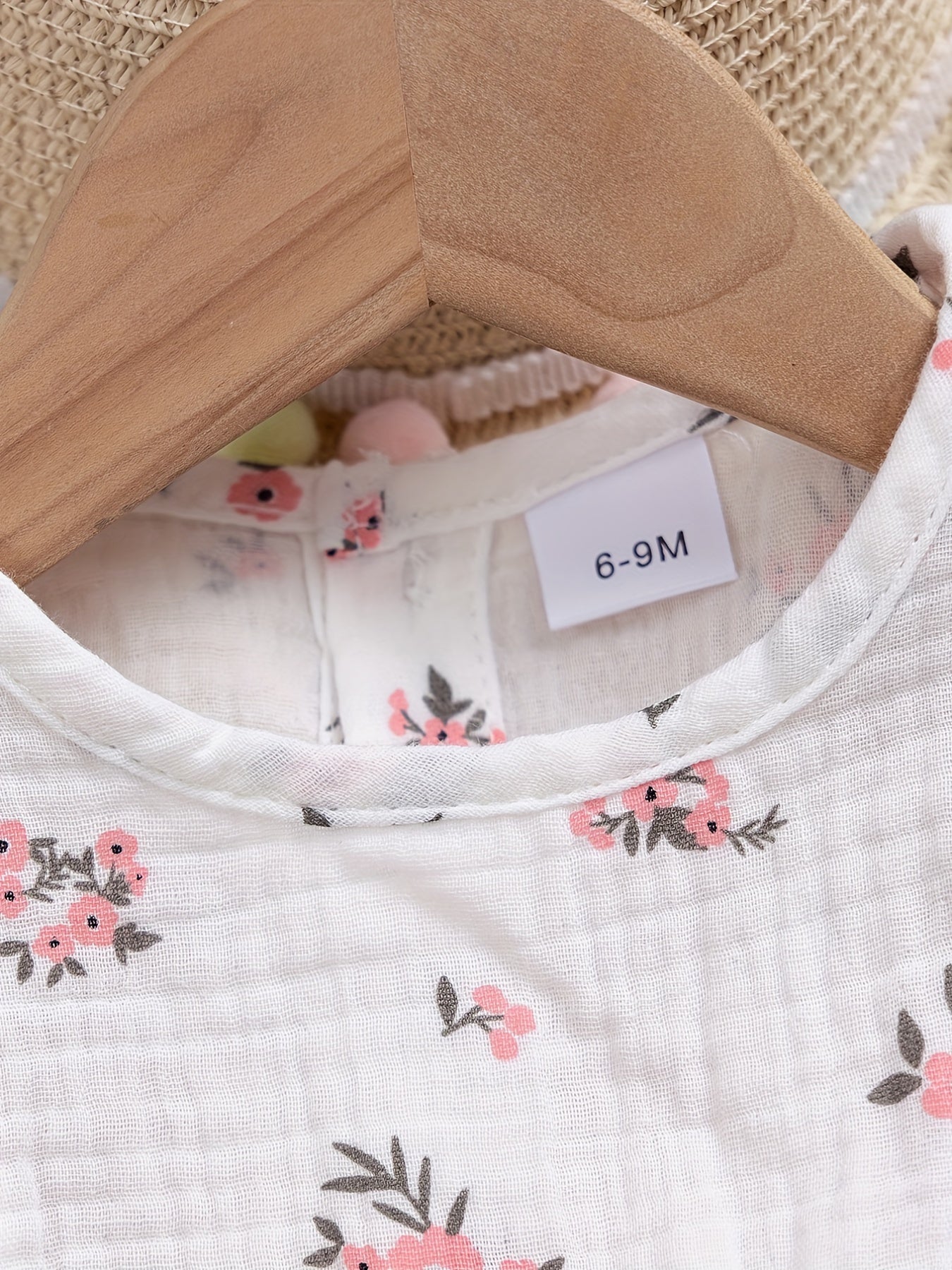 Cotton Bow Flutter Sleeve Floral Baby Dress
