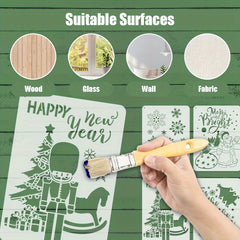 9pcs Big Size Christmas Stencils For DIY Drawing Template