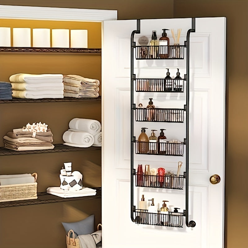 6 Tier Over Door Pantry Storage Organizer with 6 Baskets