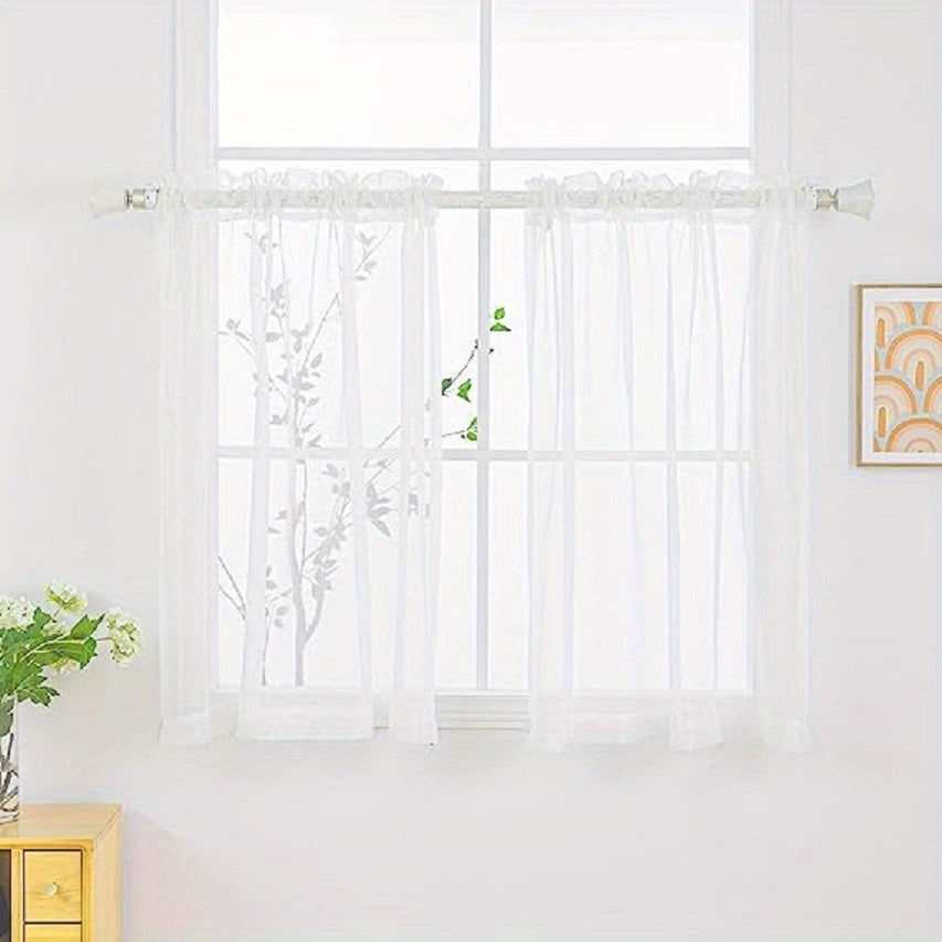 2pcs Sheer Curtain Rod Pocket Curtains for Home Decor