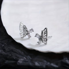 Butterfly Stud Earrings Double Layer Daily Accessories