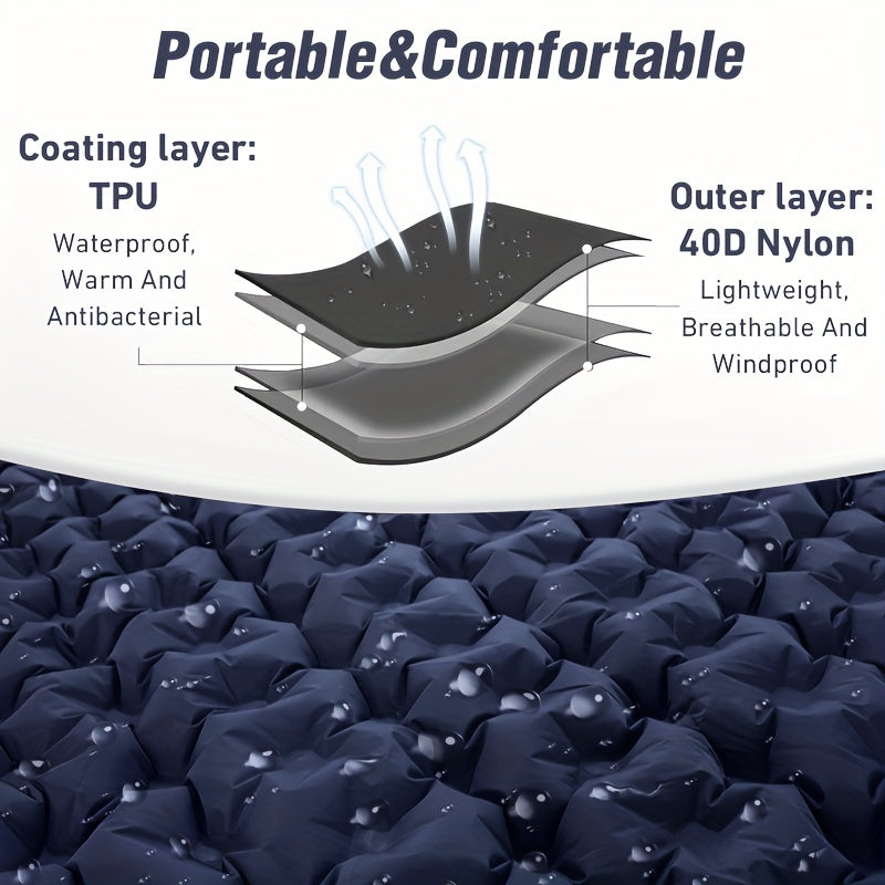 Camping Double Inflatable Mattress with Built-in Pillow