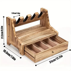 Solid Wood Rack Organizer with Drawer, Heavy Duty Holder