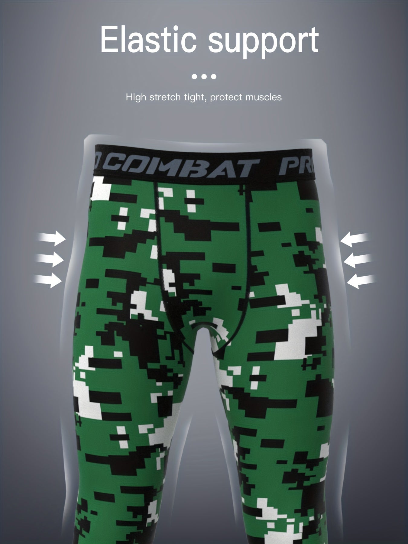Men's Camouflage Pattern Bottom Leggings Quick Drying Sports Compression Pants