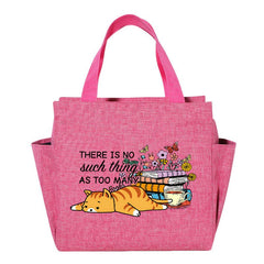 Tired Cat Insulated Lunch Bag Oxford Cloth Cooler Box Portable Food Stor