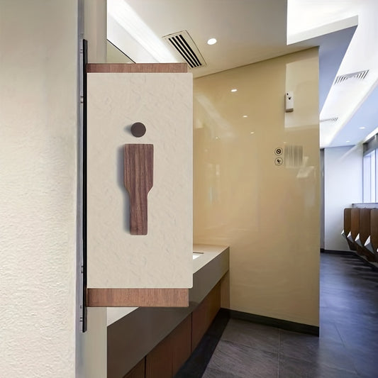 Set Of 2 Wooden Restroom Signs Bathroom WC Door Signs Brown