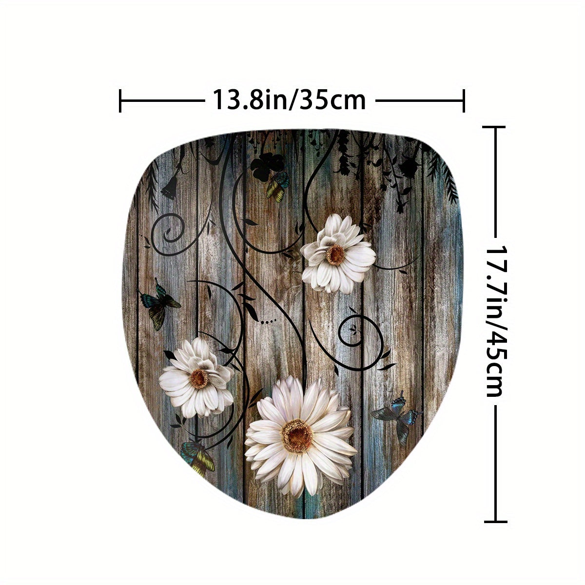 Non Slip Wooden Shower Curtain Set with 12 Hooks and Bathroom Decor