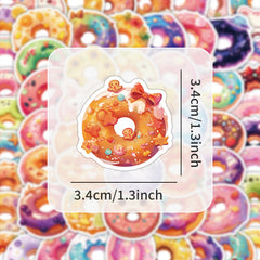 80 Cartoon Donut Stickers Playful Designs for Bottles Laptops Guitars Bikes