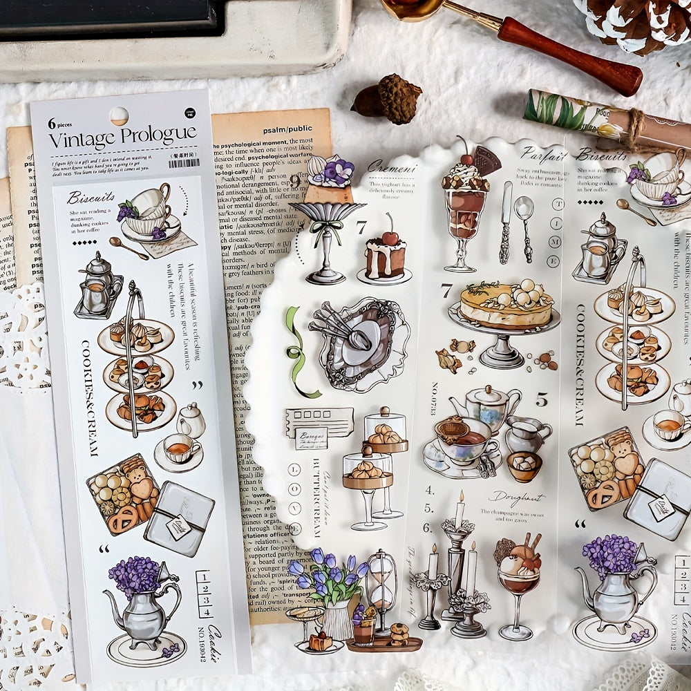6pcs PET Piecewise Tape 7 24 3in 9 6in Decorative Stickers
