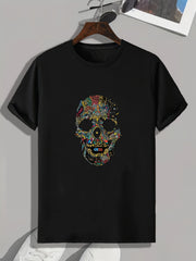 Skull Pattern Print Men's Sports T-Shirt