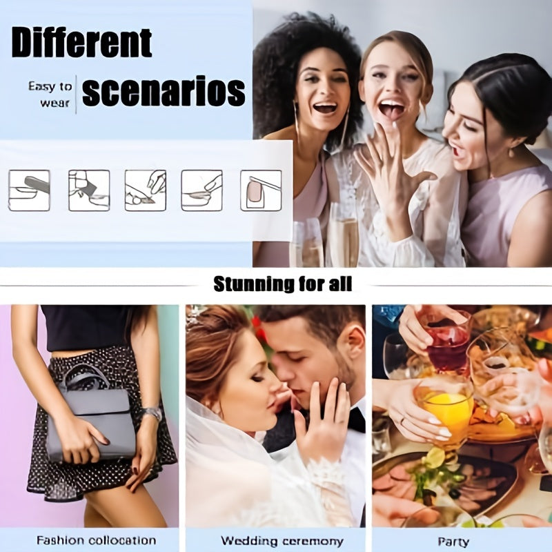 24 pcs Cat Eye Acrylic Nails Square Short Tips for Women Girls and Ladies
