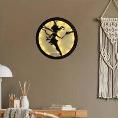 LED Light Carving Fairy Tale Shape Retro Wooden Hanging Sign