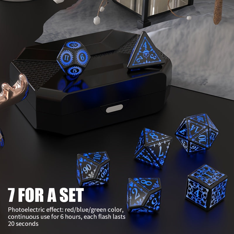 7pcs Rechargeable LED Metal Flashy Dices