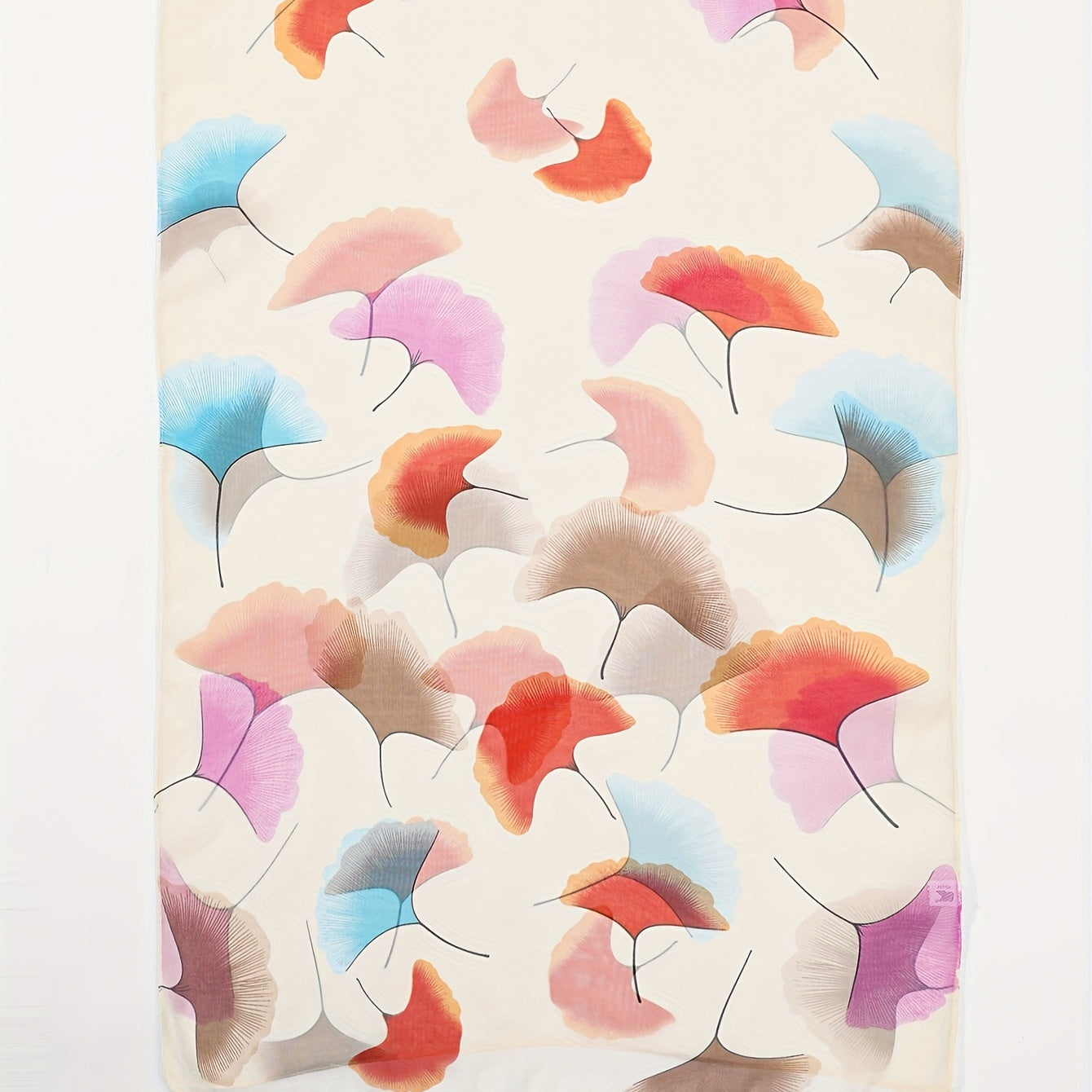 Colorful Ginkgo Leaf Print Scarf Hijab Shawl Windproof Head Wraps Bandana