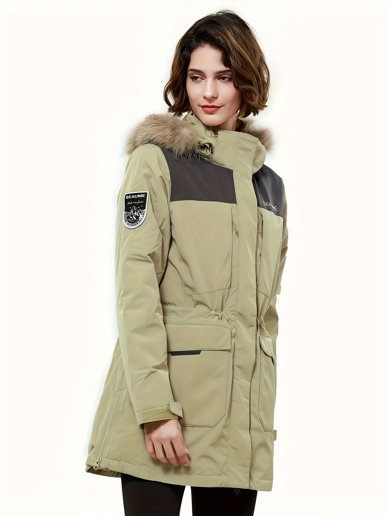 Women's Contrast Winter Down Jacket Thick Warm Sports Puff Coat