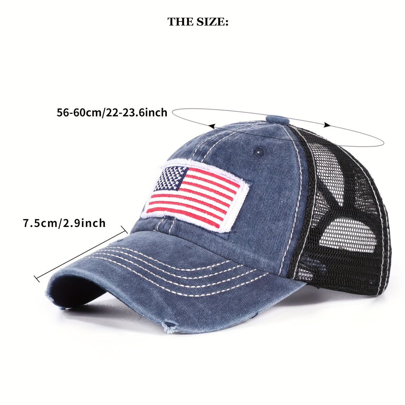 Distressed Trucker Hat Flag Patch Baseball Cap