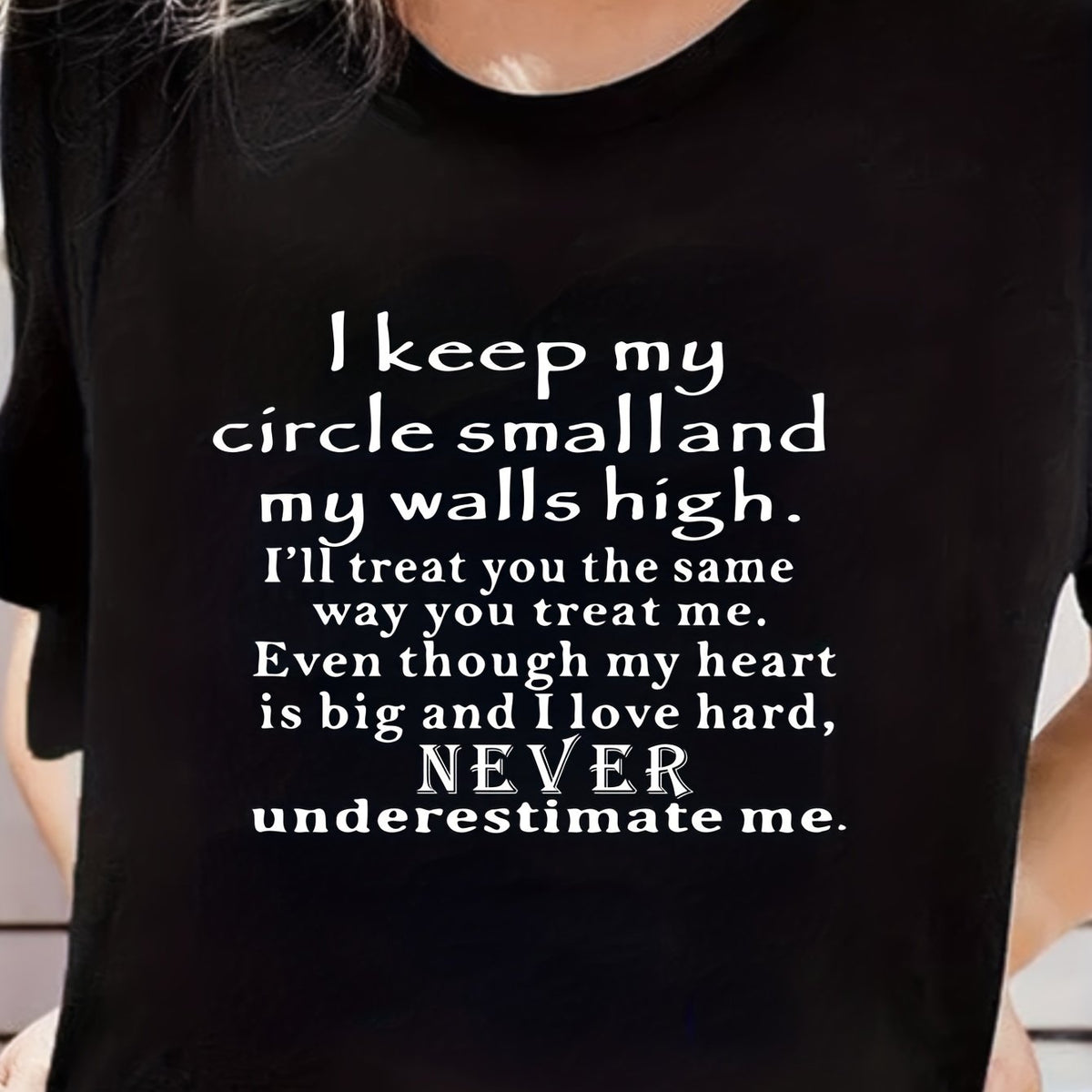 Letter Print Round Neck T shirts Stretchy Loose Short Sleeve Graphic Tee