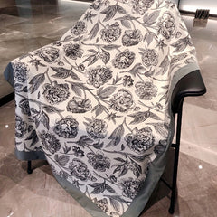 Vintage Peony Print Long Scarf Classic Large Shawl Oversized
