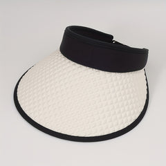Embossed Visor Hat Wide Brim Foldable Sun Block Casual Outdoor Travel