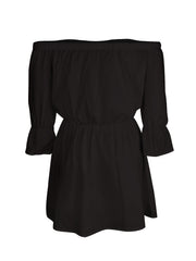 Off Shoulder Lantern Sleeve Dress Casual Summer Pleated Mini Dress