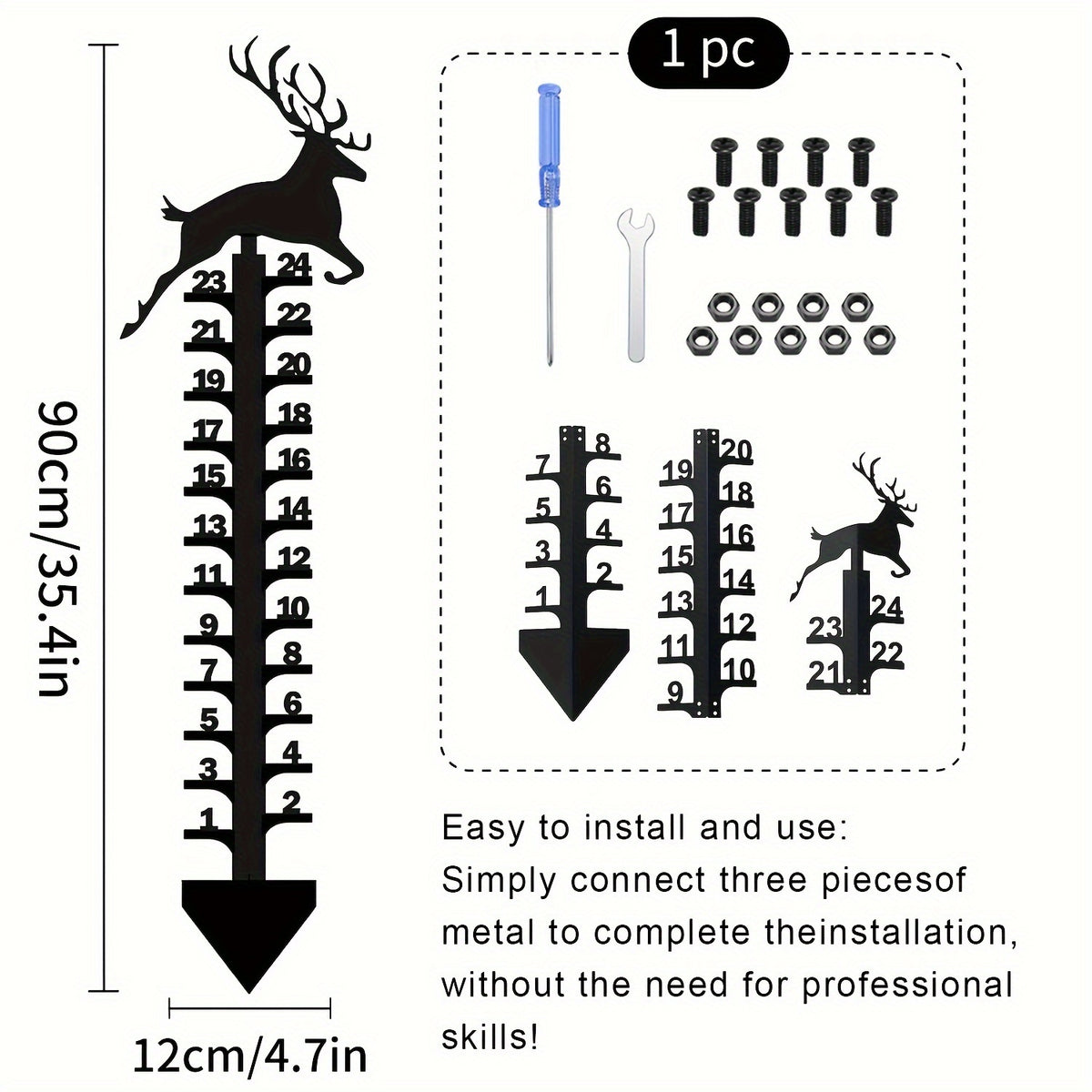 Creative Elk Metal Snow Gauge Large Iron Snow Measuring Ruler