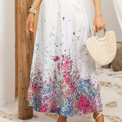 Women's Plus Floral Print Elastic High Rise A line Maxi Skirt