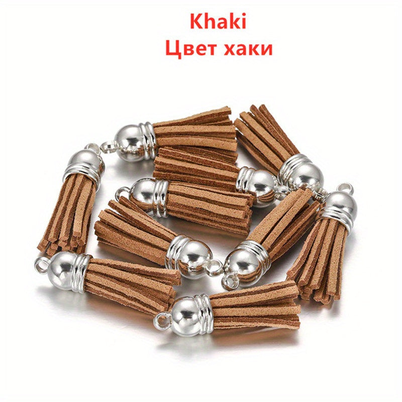 20pcs 38mm Leather Tassel Fringe Keychain Strap Fiber Suede Tassel Key Chains