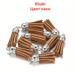 20pcs 38mm Leather Tassel Fringe Keychain Strap Fiber Suede Tassel Key Chains