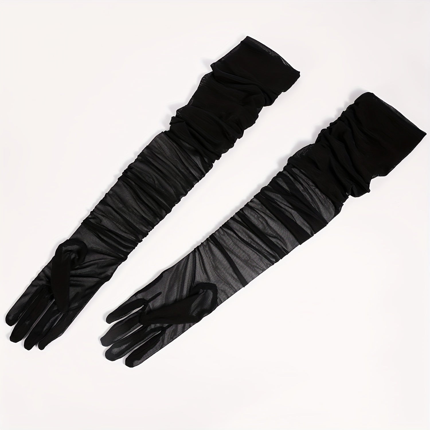 Evening Party Gloves Stretch Polyester Spandex Mesh Gloves with Transparent Lace