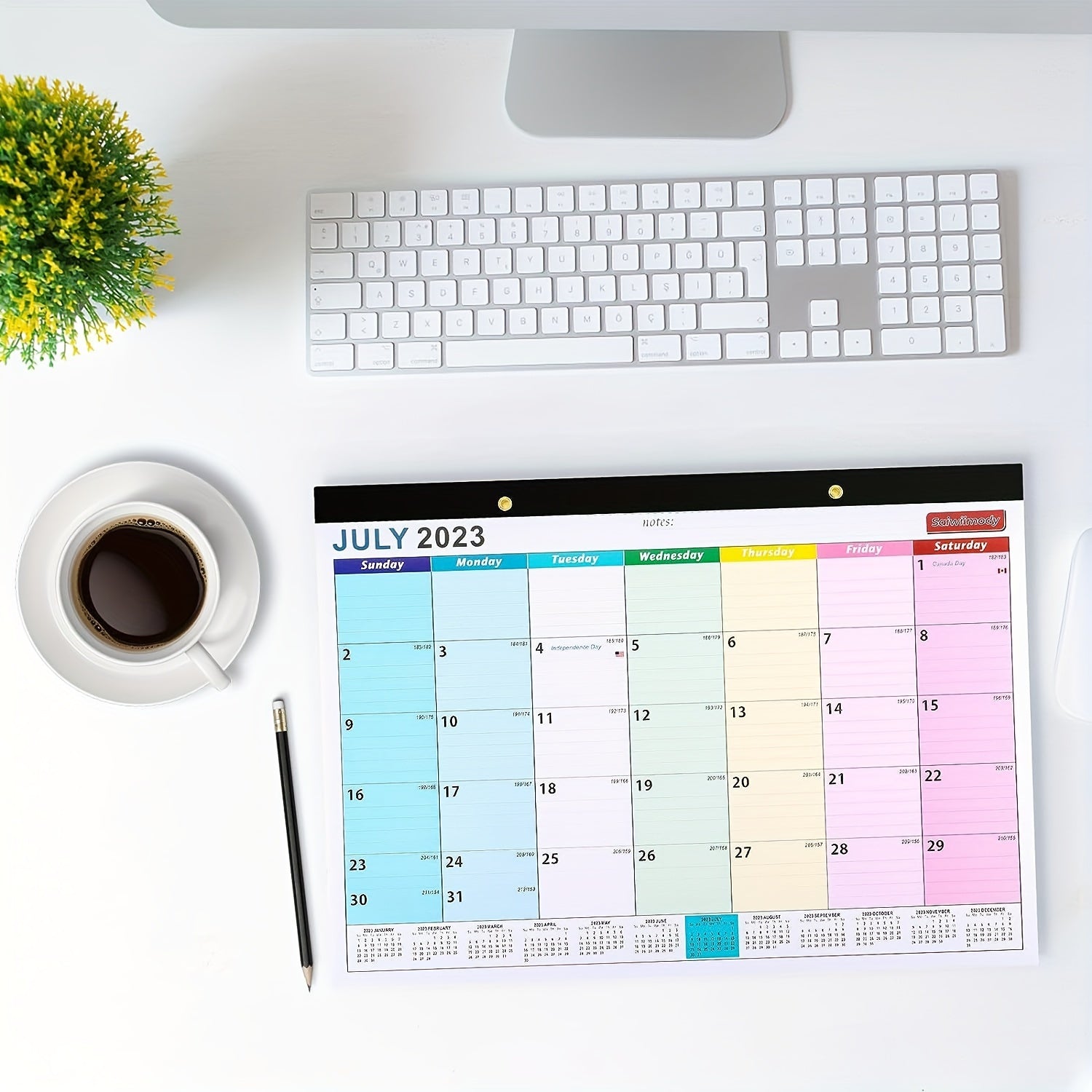 2022 Wall Calendar 17x12 - July to Dec - Thick Paper, Plastic Cover