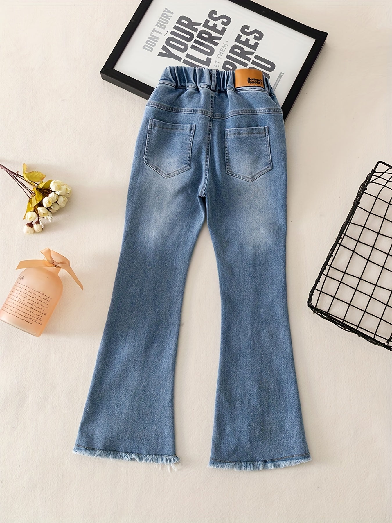 Girls Flared Tassel Jeans Denim Pants For Summer Kids