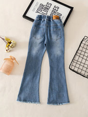 Girls Flared Tassel Jeans Denim Pants For Summer Kids