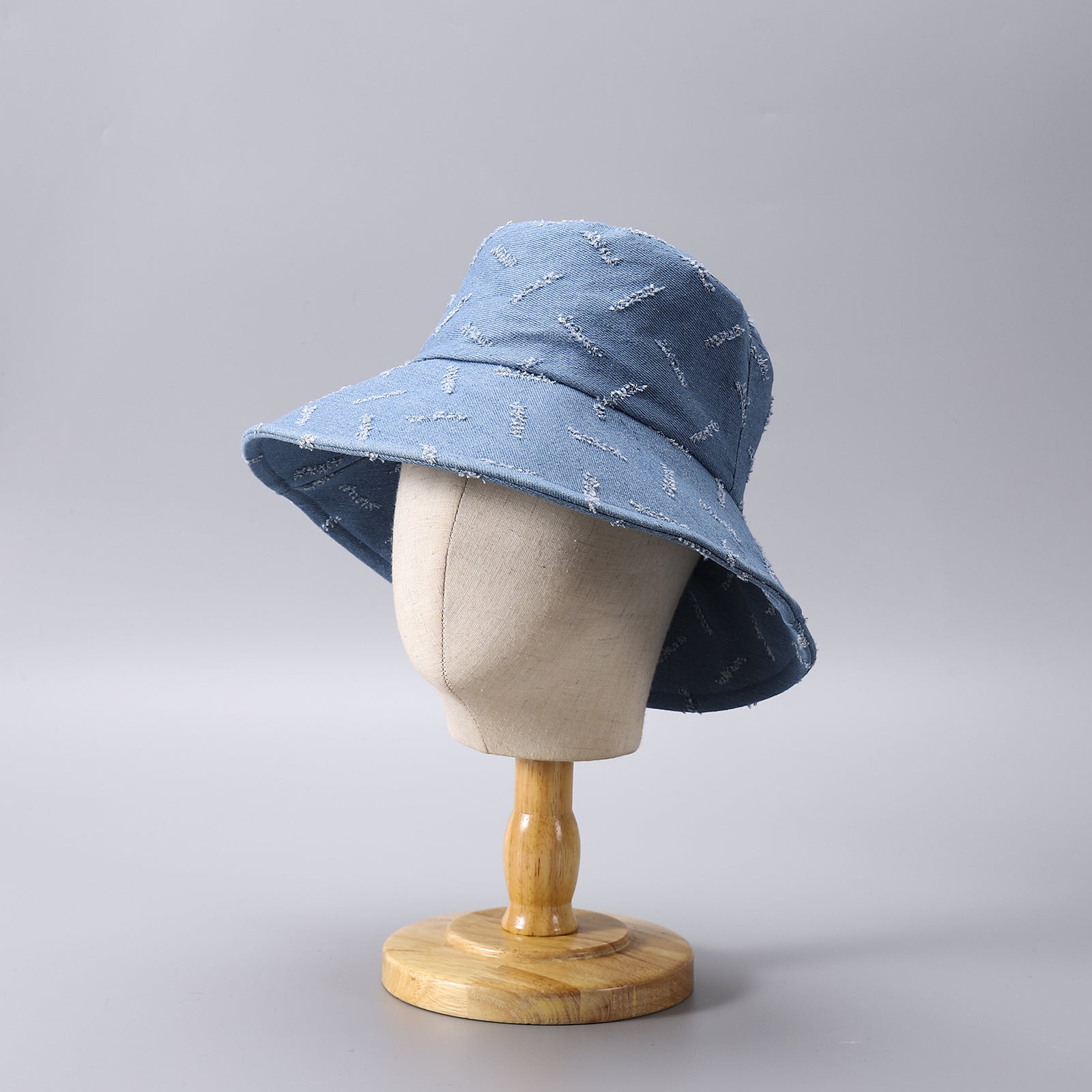 Distressed Denim Bucket Hat Lightweight Sunscreen Cloche Hats