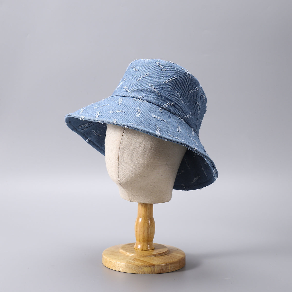 Distressed Denim Bucket Hat Lightweight Sunscreen Cloche Hats