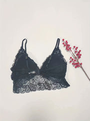  Sexy Bralette Floral Jacquard Lace Longline Bra