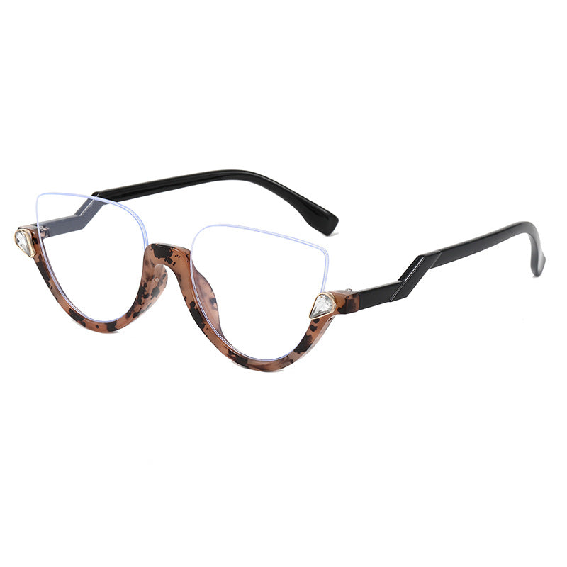 Y2K Cat Eye Frame Glass Women Half Rim Eyeglass Frame