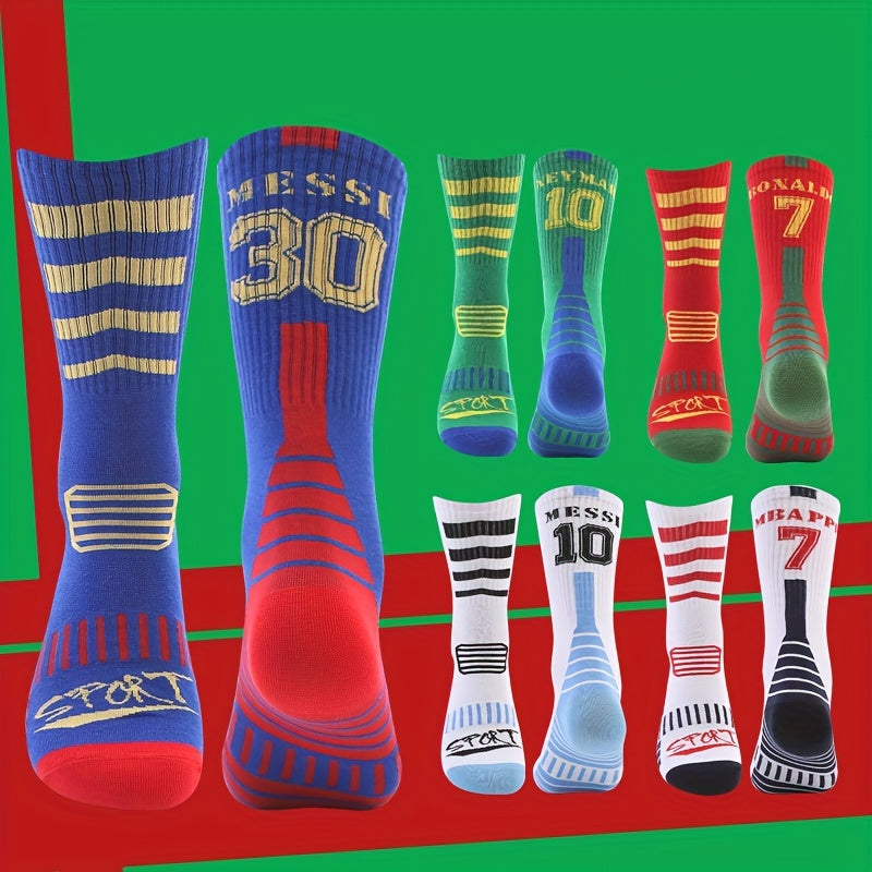2pairs Mid-Calf Football Socks Sweat Absorbing Wear Resistant