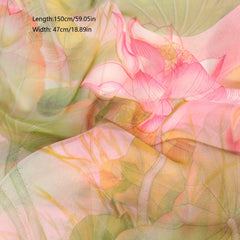 Boho Lotus Print Chiffon Scarf Vintage Shawl Breathable Hijab Sunscreen