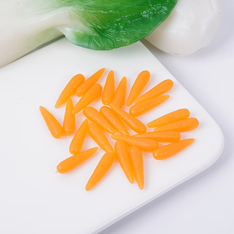 20pcs Mini Carrot Models Lifelike Artificial Vegetable Decor for Dollhouse DIY K