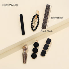 6pcs Zircon Embossed Hair Clip Hair Accessories Strong Hold Daily Party