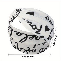 Vintage Letter Print Headband Yoga Hairband Elastic Sports Headband