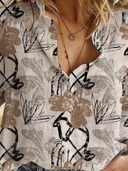  Floral Print Button Up Blouse