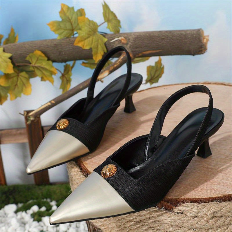 Women's Slingback Kitten Heels Pointed Toe Sandals