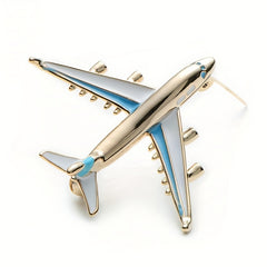Enamel Red Geometric Airplane Brooch for Men