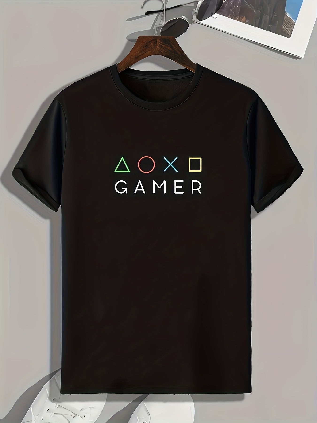 Geometry GAMER Print Men's Graphic T shirt Casual Comfy Tees
